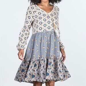 Matilda Jane 435 Visionary Long Sleeve Blue Patterned Dress Girls Size 8 #3356